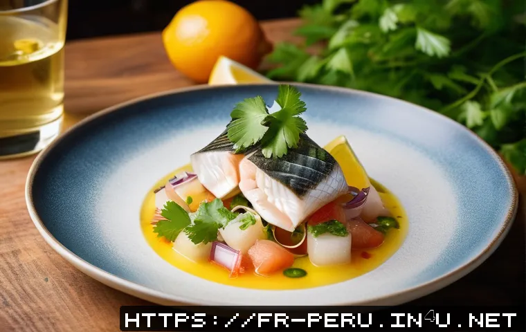 세비체 맛집 리스트 - A beautifully plated traditional ceviche dish served in a cozy Parisian bistro setting, featuring fr...