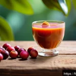 페루에서 가장 맛있는 과일 - A vibrant, detailed still life of fresh camu camu berries and camu camu powder on a rustic wooden ta...