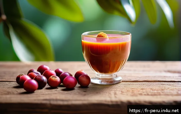 페루에서 가장 맛있는 과일 - A vibrant, detailed still life of fresh camu camu berries and camu camu powder on a rustic wooden ta...